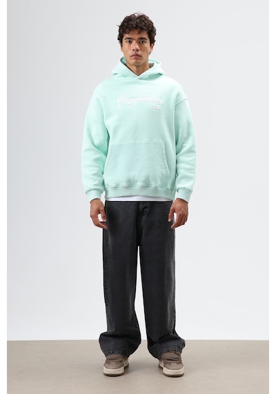 Vamos Oversize Baskılı Kapüşonlu Hoodie Mint