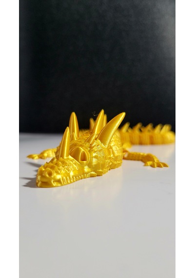 55 Cm 3d Baskı Ejderha Figürü İkili Set Altın & Mavi Hareketli Eklemli Dragon Büyük Boy Dekoratif Masaüstü Süs Koleksiyonluk Hediyelik
