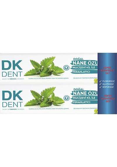 Dermokil Dk Dent Nane Özlü Mucizevi Kil ile Ferahlatıcı Diş Macunu 2 x 75 ML