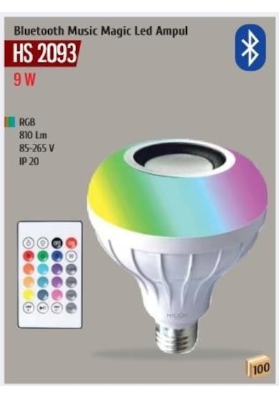 9w Bluetooth + Hopörlör Rgb Led Ampül