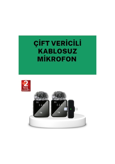 Canlı Yayın Ve Video Çekimleri İçin Çiftli Kablosuz Yaka Mikrofon Çok Renkli Çok Renkli