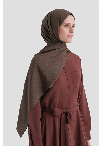 Armine Elegance Pamuk - İpek Şal P3001 Koyu Kahve