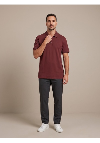 Maccali Erkek Bordo Yazlık Basic Polo Yaka Tişört