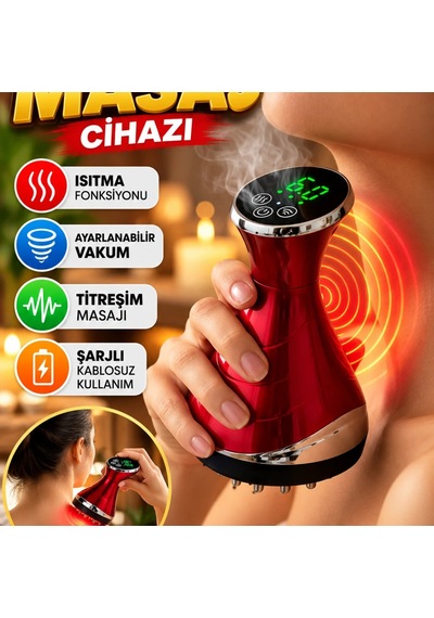 Şarjlı Kupa Masaj Cihazı Ayarlanabilir Vakum, Isıtma Ve Titreşim Fonksiyonlu