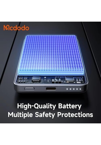 Mc-4651 10000mah 20w Metal Ultra İnce Manyetik Kablosuz Powerbank - Siyah