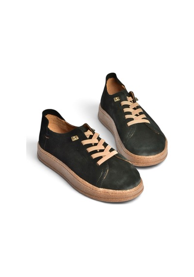 Fox Shoes V999060502 Siyah Hakiki Deri Süet Kadın Spor Ayakkabı Sneakers