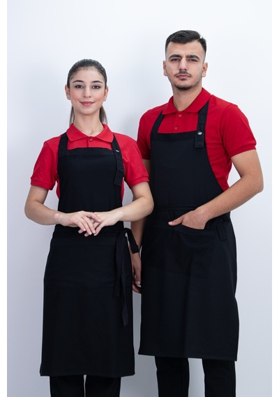 Düz Cepli Ayarlanabilir Düğmeli Arkadan Bağcıklı Önlük Çok Renkli