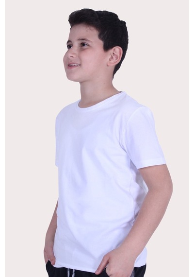 Fyk Kids Düz Model Farklı Renk Seçeneği Ile Unisex Çocuk Tişört Beyaz