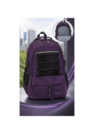 Kaff Young 51534 Purple Mor Unisex Çok Cepli Suya Dayanıklı Sırt Çantası