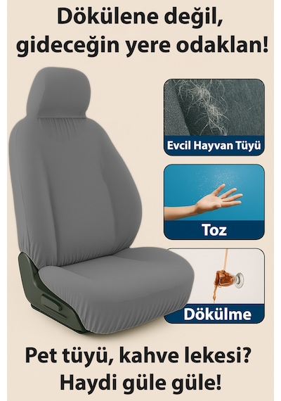 Toyota Hiace İle Uyumlu Koltuk Servis Kılıfı Gri Servis Tipi Gri