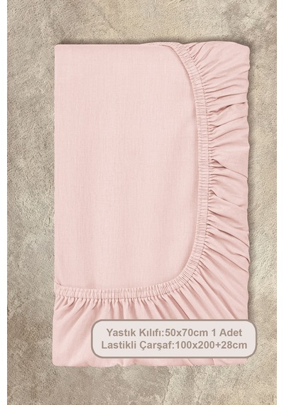 Elart Basic Lastikli Çarşaf Seti Tek Kişilik 100x200+28 Pudra