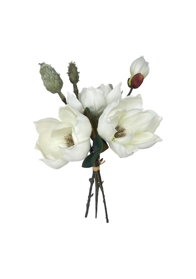 Yapay Çiçek Lüx Manolya Gerçek Dokulu Letex Eva Magnolia Gelin Çiçeği 40cm Beyaz