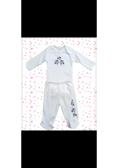 Laura Baby Necix's Kız Bebek 3 Lü Alttan Çıtçıtlı Alt Üst Takım Açık Mor