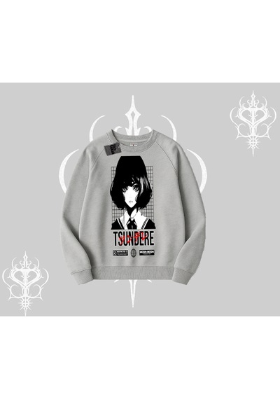 Startmore Biskilet Sweatshirt Tsundere Anime Japanese Style Baskılı Gri