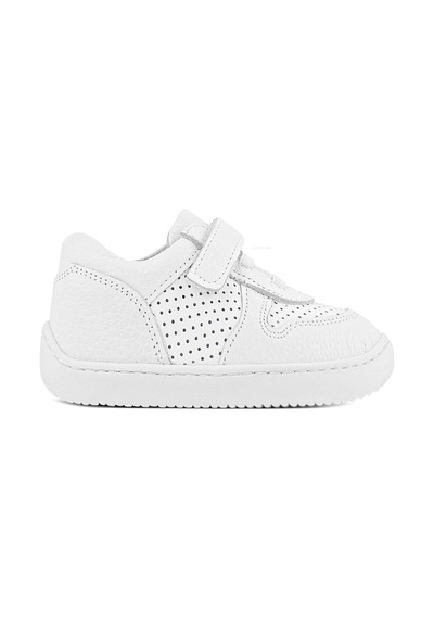 Rakerplus Bob Hakiki Deri Beyaz Barefoot Beyaz Tabanlı Cırtlı Bebek Sneaker Ayakkabı Beyaz