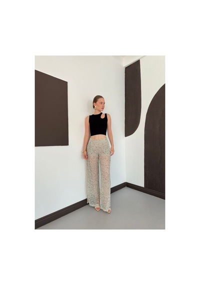 Verymoda Pullu File Pantolon D3134 Taş