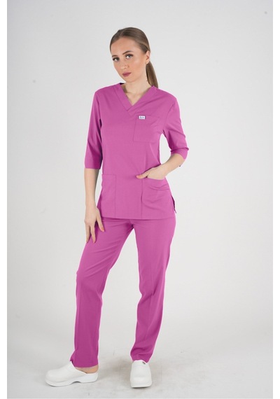 Unisex Açık Mor Violet Model Scrubs Takım Doktor Hemşire Üniforması Açık Mor Açık Mor