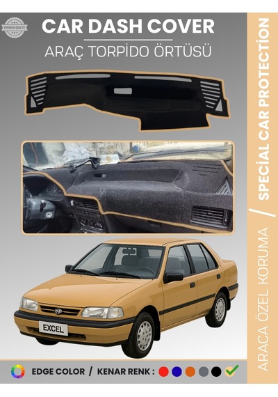 Hyundai Excel 1989-1994 Torpido Örtüsü Göğüs Koruma Araca Özel Uv Koruma Kolay Montaj - 391 Stiloto