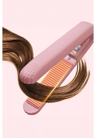 Thentech Mini Seyahat Tipi Çantada Taşınabilir Kolay Kullanımlı Saç Düzleştirici Şekillendirici Küçük Boy Pembe