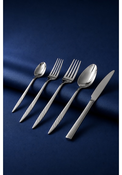 Salkım 30 Vibe Steel Parça 6 Kişilik Çelik & Kutulu Çatal & Kaşık & Bıçak Takımı Gümüş