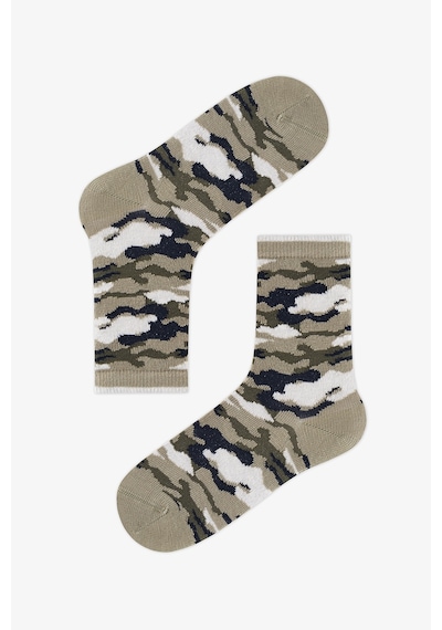 Penti Erkek Çocuk Yeşil Camo Kamuflaj Desenli Pamuklu 4 Çift Soket Çorap