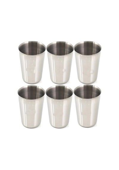 3 Adet Set Standart Boy 220cc Paslanmaz Çelik Bardak Metal Su Çay Bardağı Kırılmaz Garantili Bardak Genel