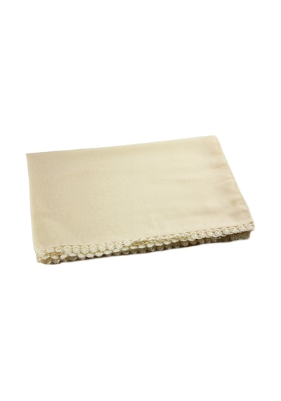 Özel Silindir Kutulu Set İnci Tesbihli Tül Şal Krem Renk Krem