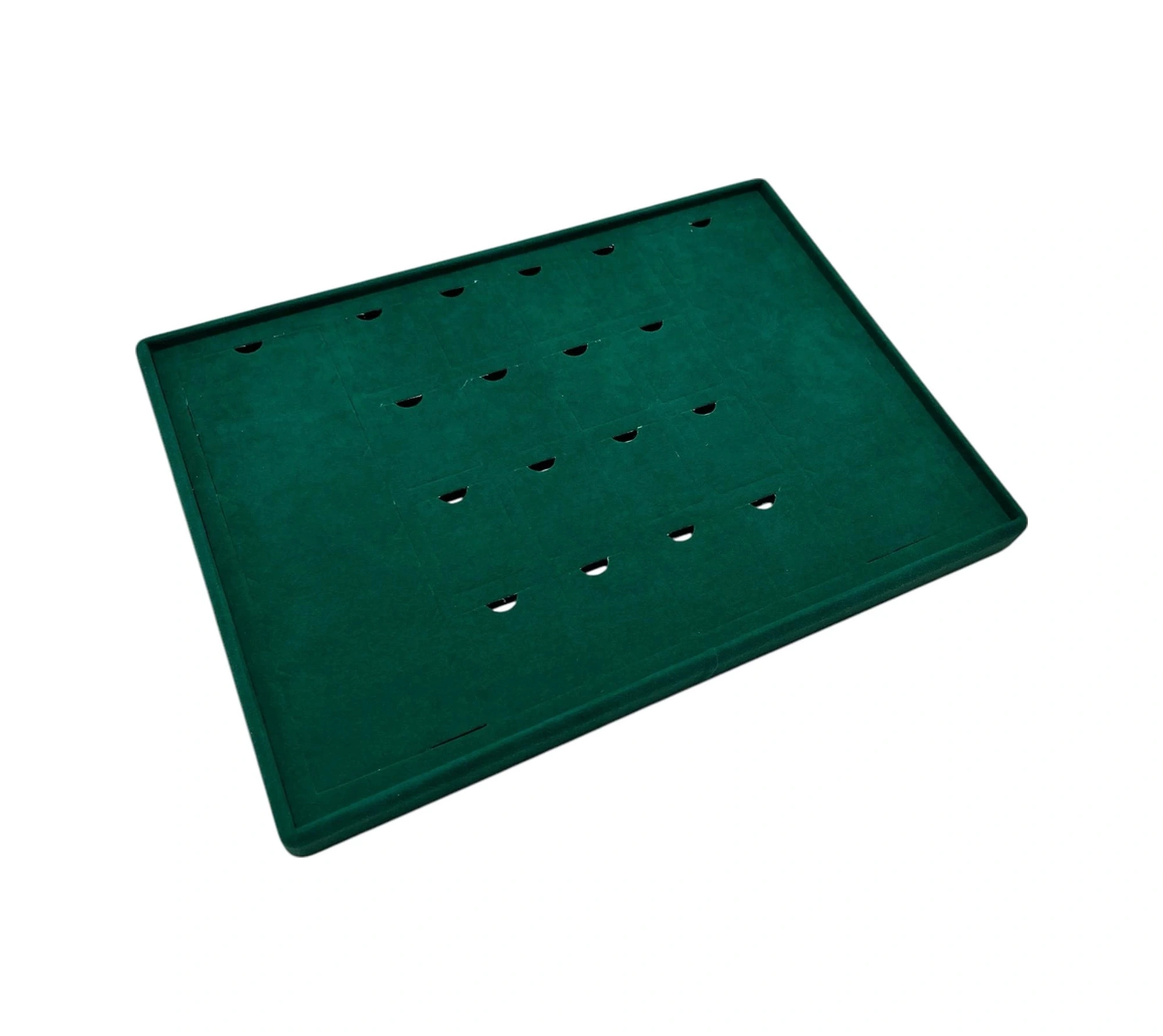 Süet Kumaş Yeşil 34-24 Cm Ayaklı 18 Pedli Kolye Tabla Stand