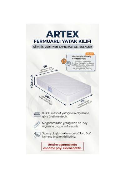 Fermuarlı Yatak Kılıfı 140x200 Koruyucusu %100 Pamuklu Kılıf Özel Üretim Kapitone Çift Kişilik Natural