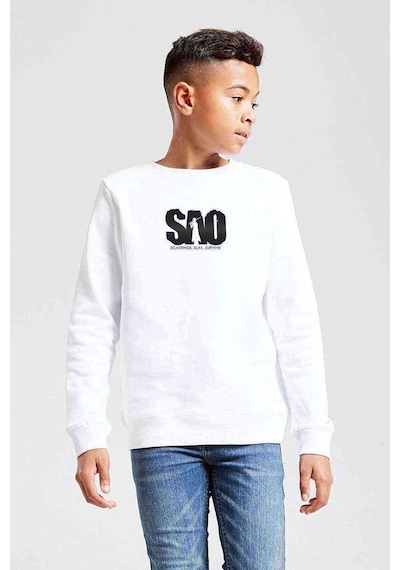 Tshirthane S A O Baskılı Unisex Çocuk Beyaz Sweatshirt Beyaz