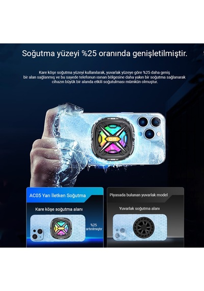 Dm Ac05 Manyetik Oyun Telefonu Soğutucusu Hız Kontrollü Radyatör Fanı Güçlü Soğutma