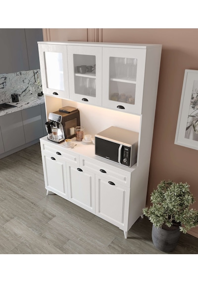 Guneystore Luna Kahve Köşesi - Mdf - 140 Cm - Ayaklı -beyaz Mutfak Dolabı - Led Aydınlatmalı Beyaz Guneystore Luna Kahve Köşesi - Mdf - 140 Cm - Ayaklı -beyaz Mutfak Dolabı - Led Aydınlatmalı Beyaz