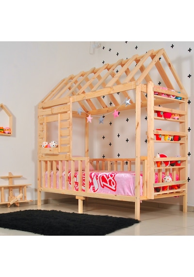 Markaawm Markaawm Montessori Çocuk Yatak Raf Çam 90X190 Karyola Menekşe Akçaağaç
