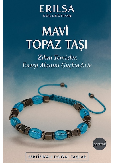 Sertifikalı Sentetik Mavi Topaz Taşı Bileklik Dinginlik Ve Zarafetin Gücü Mavi