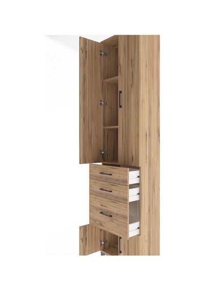 Arges Dolap 3 Raflı 3 Çekmeceli 4 Kapaklı 60x30x243 Çam-çam Çam