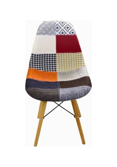 T.conept Renkli Patchwork Sandalye Ahşap Ayaklı