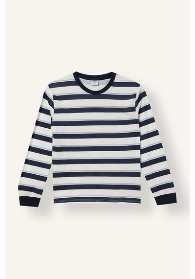 Defacto Çizgili Uzun Kollu Pijama Üstü Esnek Belli Uzun Pijama Altı 2li Pijama Takımı Erkek Çocuk I1188a826aunv135 Lacivert-nv135