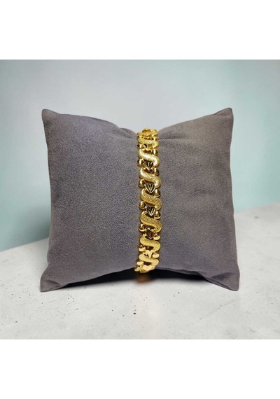 22 Ayar Altın Kaplama S Model Sıralı Dorika Detaylı Bileklik - 19 Cm Gold
