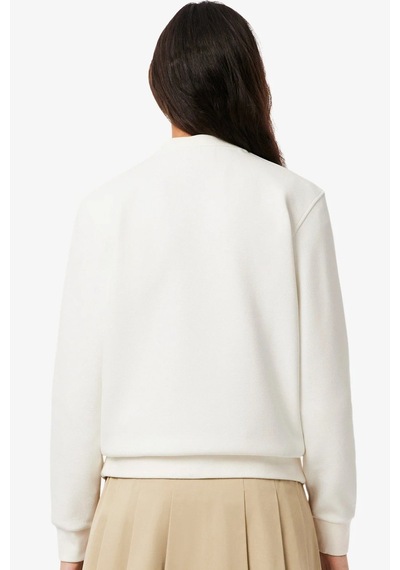Lacoste Women's Relaxed Fit Crew Neck Cotton Sweatshirt Kadın Rahat Kesim Sweatshirt Beyaz Beyaz