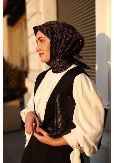 Silk Home Tivil Saf İpek 11496 - 02 Siyah Füme Çiçek Desen siyah