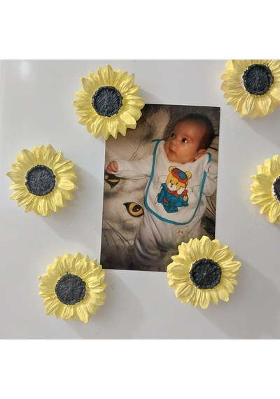 Bernami Mumluk Şamdanpinterest Buzdolabı Magnet Ayçiçeği Hediyelik Dekoratif Aksesuarlar - 6 Adet Diğer