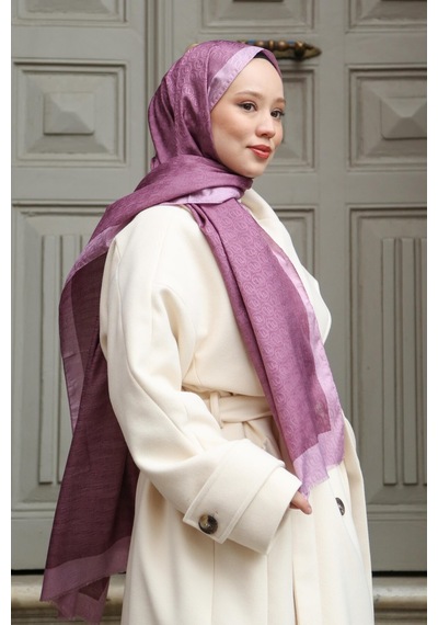 Premium Lux Original Monogram Şal İpek Vual, Yüksek Kalite, Hafif, Rahat, Şık, Tesettür, Shawl Pembe
