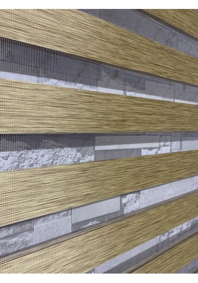 Bambu Kahve Renk Zebra Perde (Etek Boncuklu)