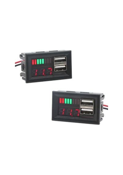 Usb Soketli Voltmetreli Akü Kapasite Göstergesi 12v Pil
