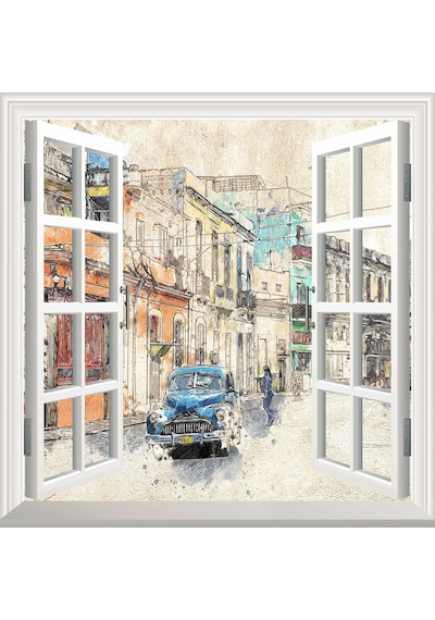 Pencere Poster Duvar Kağıdı Küba Yapışkanlı Sticker
