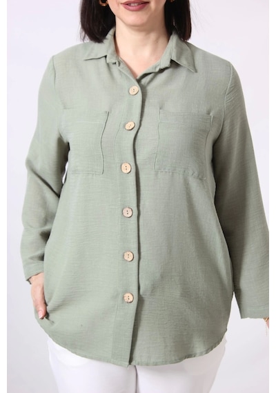Moda Berray Myb-077 Mint Yeşili Pamuk Keten Kolu Apoletli İki Cepli Kadın Büyük Beden Gömlek Mint Yeşili Moda Berray Myb-077 Mint Yeşili Pamuk Keten Kolu Apoletli İki Cepli Kadın Büyük Beden Gömlek Mint Yeşili