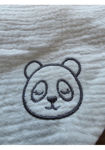 Sleepy Panda Nakışlı Müslin Bandana Önlük Beyaz