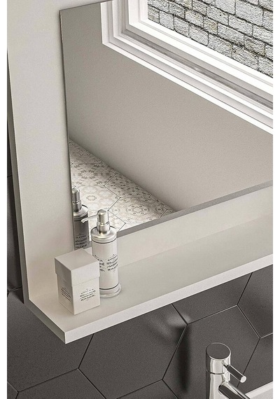 Tr Beyaz Raflı Banyo Aynası Dresuar Salon Aynası,beyaz 60x45 Genel