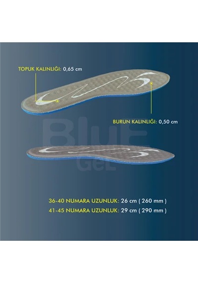 Blue Gel Yumuşak Memory Foam, Ortopedik, Spor Ayakkabılar İçin Çocuk Tabanlık 199-mk Standart