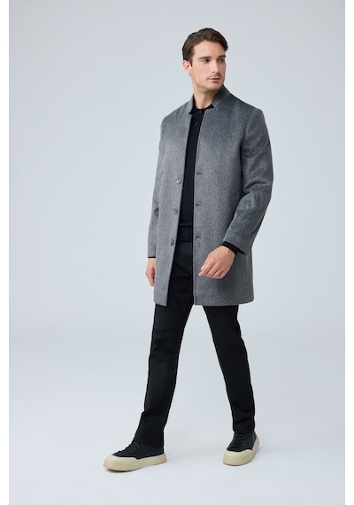 Danger Erkek Relaxed-fit Premium Yün Kaşe Kaban Gri 4351dngr
